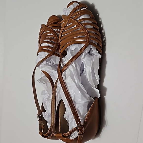 Women's Report Cruz Brown Leather Flat Sandals Size 8 #S-210 - Picture 4 of 8